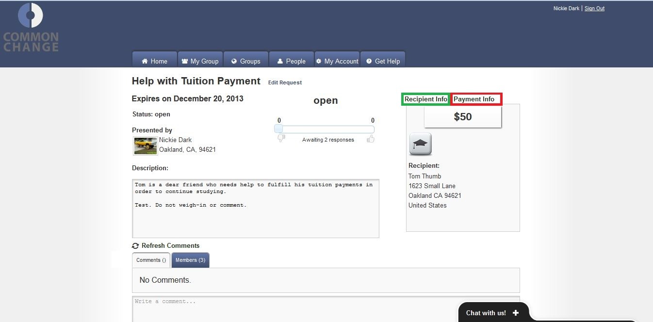 What is the difference between recipient information and payment information? Common Change